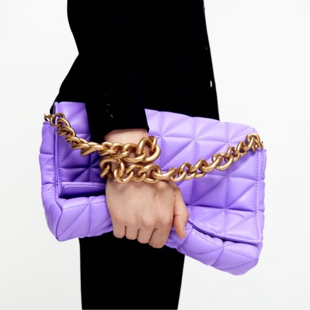 Zara Quilted Clutch with Gold Chain